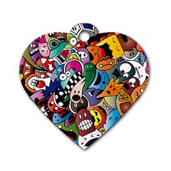 Cartoon Explosion Cartoon Characters Funny Dog Tag Heart (two Sides) by Salman4z