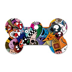 Cartoon Explosion Cartoon Characters Funny Dog Tag Bone (two Sides) by Salman4z