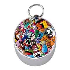 Cartoon Explosion Cartoon Characters Funny Mini Silver Compasses by Salman4z