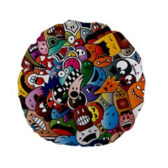 Cartoon Explosion Cartoon Characters Funny Standard 15  Premium Flano Round Cushions by Salman4z