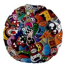 Cartoon Explosion Cartoon Characters Funny Large 18  Premium Flano Round Cushions by Salman4z