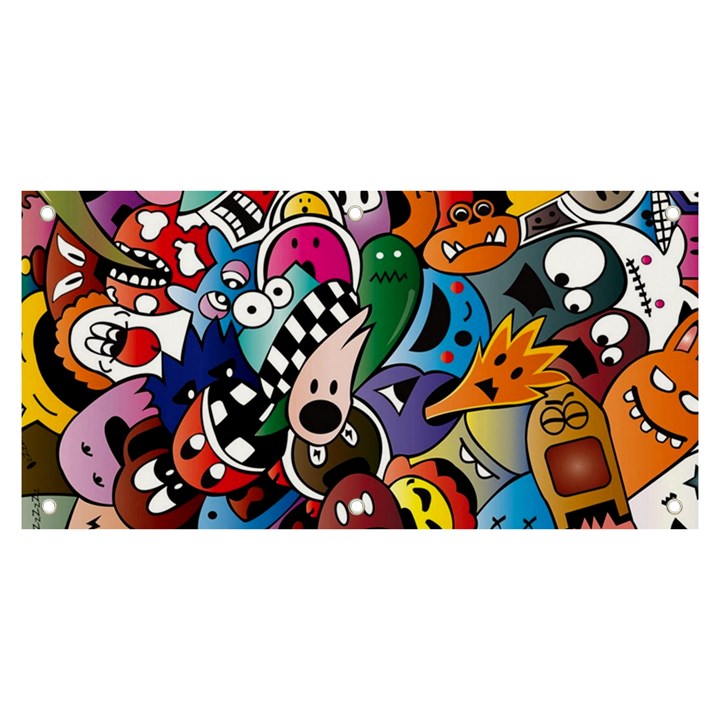 Cartoon Explosion Cartoon Characters Funny Banner and Sign 6  x 3 