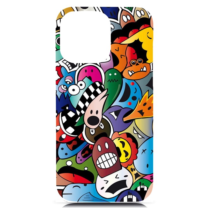 Cartoon Explosion Cartoon Characters Funny iPhone 14 Pro Max Black UV Print Case