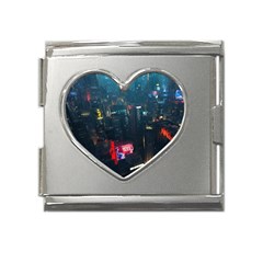 Cityscape Digital Art Mega Link Heart Italian Charm (18mm) by Salman4z