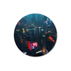 Cityscape Digital Art Magnet 3  (round) by Salman4z