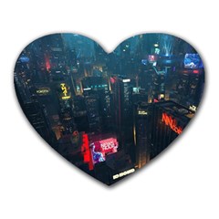 Cityscape Digital Art Heart Mousepad by Salman4z