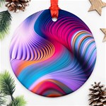 Colorful 3d Waves Creative Wave Waves Wavy Background Texture Ornament (Round) Front