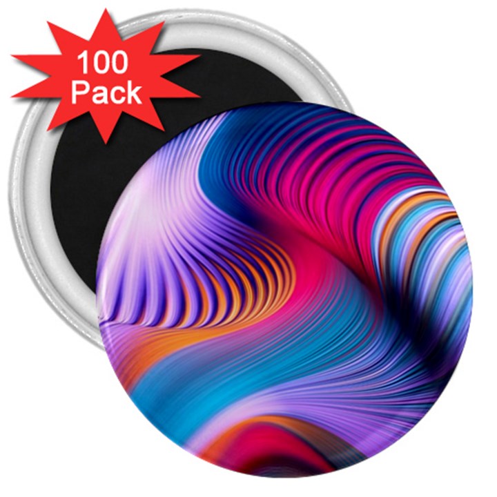 Colorful 3d Waves Creative Wave Waves Wavy Background Texture 3  Magnets (100 pack)