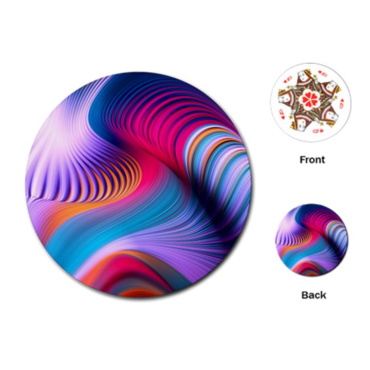 Colorful 3d Waves Creative Wave Waves Wavy Background Texture Playing Cards Single Design (Round)