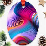 Colorful 3d Waves Creative Wave Waves Wavy Background Texture Oval Ornament (Two Sides) Front