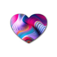 Colorful 3d Waves Creative Wave Waves Wavy Background Texture Rubber Heart Coaster (4 pack)