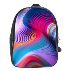 Colorful 3d Waves Creative Wave Waves Wavy Background Texture School Bag (large) by Salman4z