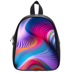 Colorful 3d Waves Creative Wave Waves Wavy Background Texture School Bag (Small)