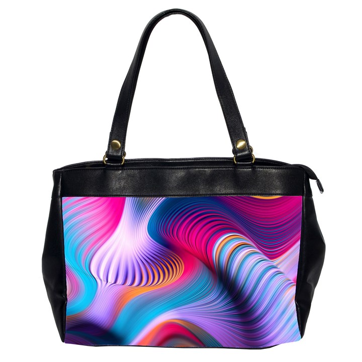 Colorful 3d Waves Creative Wave Waves Wavy Background Texture Oversize Office Handbag (2 Sides)