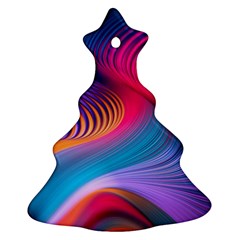 Colorful 3d Waves Creative Wave Waves Wavy Background Texture Christmas Tree Ornament (two Sides) by Salman4z