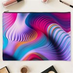 Colorful 3d Waves Creative Wave Waves Wavy Background Texture Cosmetic Bag (XXXL) Front