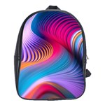 Colorful 3d Waves Creative Wave Waves Wavy Background Texture School Bag (XL) Front