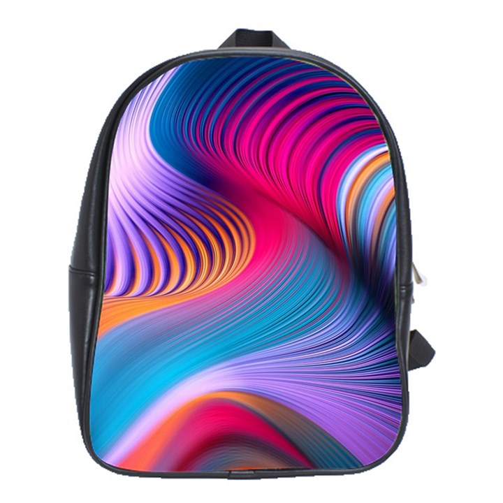 Colorful 3d Waves Creative Wave Waves Wavy Background Texture School Bag (XL)