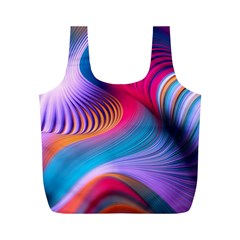 Colorful 3d Waves Creative Wave Waves Wavy Background Texture Full Print Recycle Bag (M)