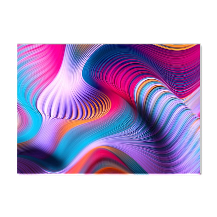 Colorful 3d Waves Creative Wave Waves Wavy Background Texture Crystal Sticker (A4)