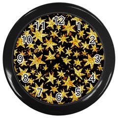 Shiny Glitter Stars Wall Clock (black) by Salman4z