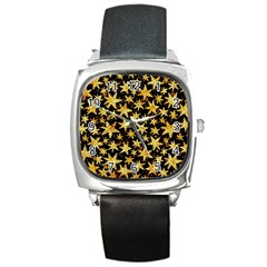 Shiny Glitter Stars Square Metal Watch