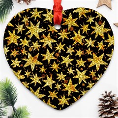 Shiny Glitter Stars Heart Ornament (two Sides) by Salman4z