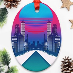 Retro Cityscape Artist Artwork Digital Art Ornament (oval) by Salman4z