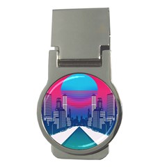 Retro Cityscape Artist Artwork Digital Art Money Clips (round)  by Salman4z