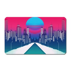 Retro Cityscape Artist Artwork Digital Art Magnet (rectangular) by Salman4z