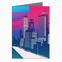 Retro Cityscape Artist Artwork Digital Art Greeting Cards (pkg Of 8) by Salman4z