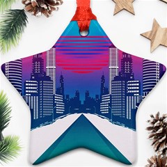 Retro Cityscape Artist Artwork Digital Art Star Ornament (two Sides) by Salman4z