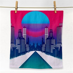 Retro Cityscape Artist Artwork Digital Art Face Towel by Salman4z