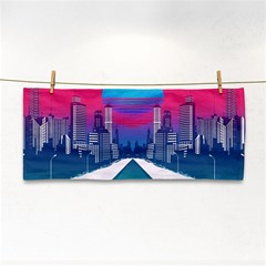 Retro Cityscape Artist Artwork Digital Art Hand Towel by Salman4z