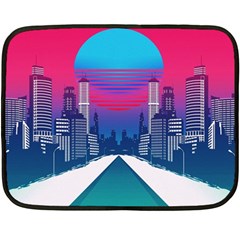 Retro Cityscape Artist Artwork Digital Art Fleece Blanket (mini) by Salman4z