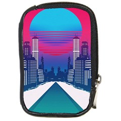 Retro Cityscape Artist Artwork Digital Art Compact Camera Leather Case by Salman4z