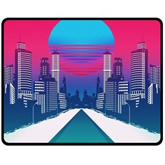 Retro Cityscape Artist Artwork Digital Art Fleece Blanket (medium) by Salman4z