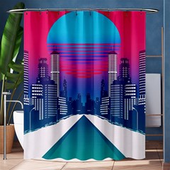 Retro Cityscape Artist Artwork Digital Art Shower Curtain 60  X 72  (medium)  by Salman4z