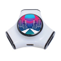 Retro Cityscape Artist Artwork Digital Art 3-port Usb Hub by Salman4z