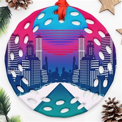 Retro Cityscape Artist Artwork Digital Art Ornament (round Filigree) by Salman4z