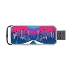 Retro Cityscape Artist Artwork Digital Art Portable Usb Flash (two Sides) by Salman4z