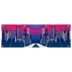 Retro Cityscape Artist Artwork Digital Art Banner And Sign 9  X 3  by Salman4z