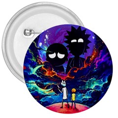 Rick And Morty In Outer Space 3  Buttons by Salman4z