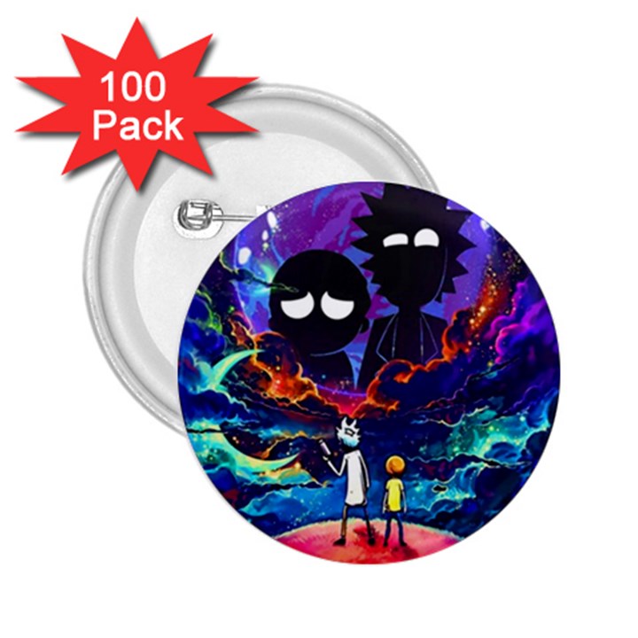 Rick And Morty In Outer Space 2.25  Buttons (100 pack) 