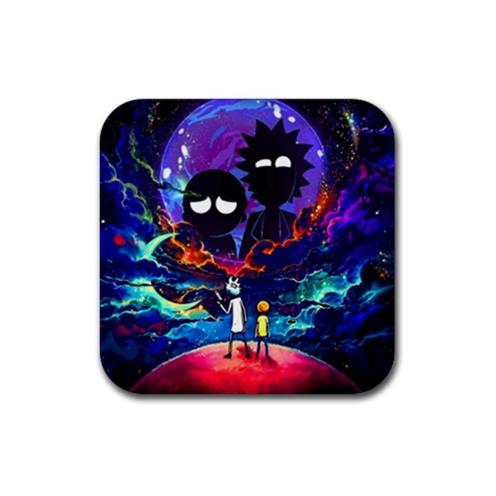 Rick And Morty In Outer Space Rubber Coaster (Square)