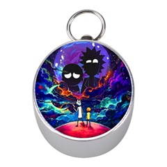 Rick And Morty In Outer Space Mini Silver Compasses by Salman4z