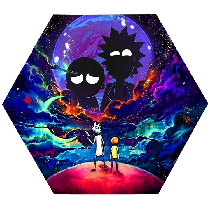 Rick And Morty In Outer Space Wooden Puzzle Hexagon