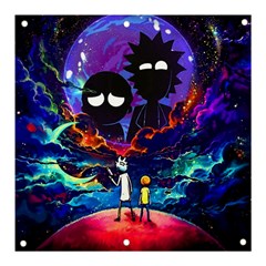 Rick And Morty In Outer Space Banner And Sign 3  X 3  by Salman4z