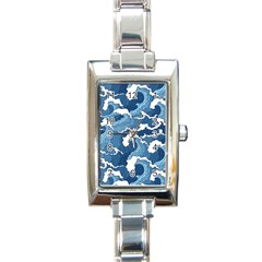 Waves Aesthetics Illustration Japanese Rectangle Italian Charm Watch by Salman4z