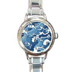 Waves Aesthetics Illustration Japanese Round Italian Charm Watch